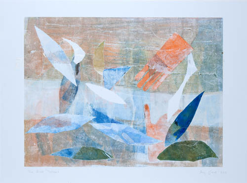 Amy Ernst - The River Dreams - 2010 color monoprint with collage